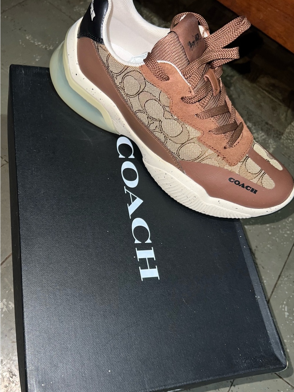 COACH Brown Signature Logo Women's Sneakers with Cream Accents